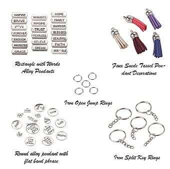 ***DIY*** 35pc /  Keychain  /  Faux Suede Tassels  /  Inspirational Charms  /  Making Kit