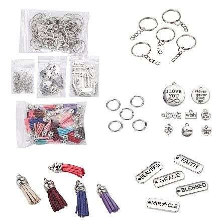 ***DIY*** 35pc /  Keychain  /  Faux Suede Tassels  /  Inspirational Charms  /  Making Kit