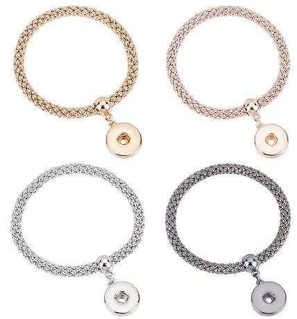***DIY*** 4pc  /  Snap Button /   Iron Popcorn Chain / Bracelets /4 Colors