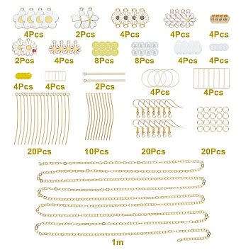 ***DIY*** 10 Pairs  Flower / Alloy Pendants / Gold Tone / Glass Beads /Dangle Earring Making Kit