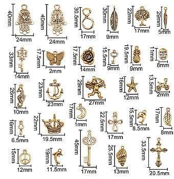 170g ( Between 90 & 100pc) Assorted  /  Tibetan Style  / Antique Gold  Tone Charms