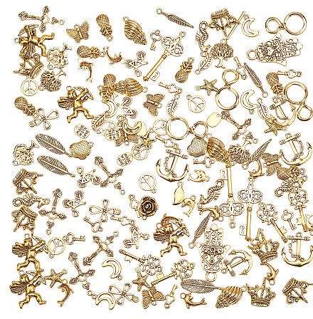 170g ( Between 90 & 100pc) Assorted  /  Tibetan Style  / Antique Gold  Tone Charms