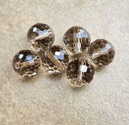 *Clearance Sale*10pc x 10mm Light Brown / Imitation Crystal / Round Faceted Beads
