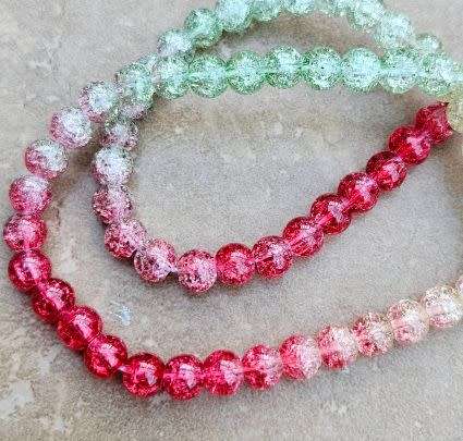 *Clearance Sale*1 Strand  x 6mm Red /  Green  / Multi Color/ Spray Painted / Crackle Round