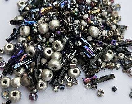 40g (1000+ pcs) Black / Multi Color /Mixed / Assorted Seed Beads / Size Between 1.5&11mm