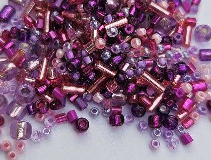 40g (1000+ pcs) Pink / Purple / Multi Color /Mixed / Assorted Seed Beads / Size Between 1.5&7mm