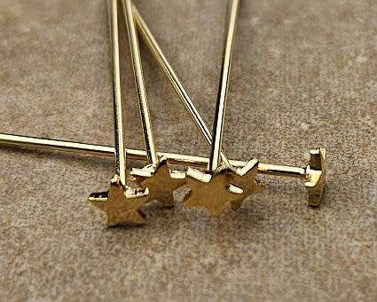 1pc  Gold Plated / Star Head Brass Pin / Pin 30mm / Star 4mm