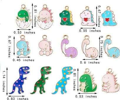 30pc Assorted / Dinosaur / Enamel  Gold Tone Charms
