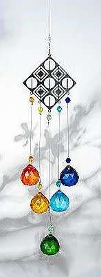 1Pc Sun Catcher /  Rhombus / Pendant   / Chakra / Faceted Drop  Glass Beads / Iron Cable +/- 45cm