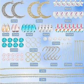 ***DIY***  Sun Catcher /  Crescent Moon / Glass Beads / Glass Pendants / Alloy Pendants Making Kit