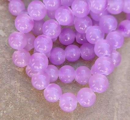 20Pc x 8mm   Purple / Painted / Round  Glass  Beads