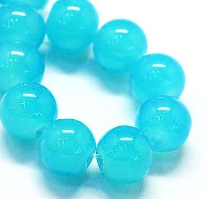 20Pc x 8mm Blue / Painted / Round  Glass  Beads