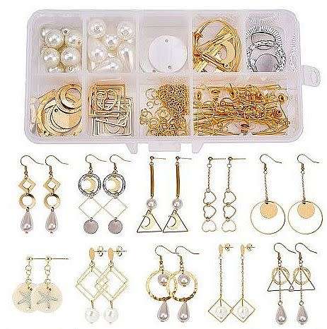 ***DIY*** 10 Pairs  Stainless Steel Stud Earring Components / Gold Tone / Earring Making Kit