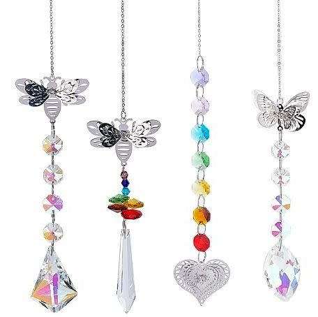 4Pcs  Assorted Sun Catcher / Butterfly / Heart / Bee  / Glass Beads