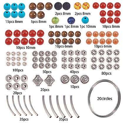 ***DIY***  Bracelet Making Kit / Natural/Synthetical Beads / Memory Wire / Brass/Alloy Spacer Beads