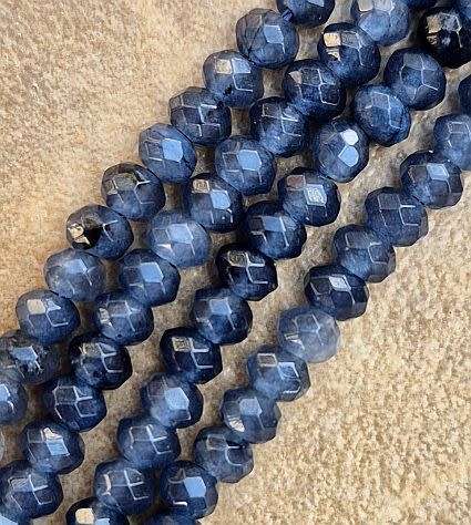 *Clearance Sale*1 Strand (+/-4mm)  Natural  / Malaysia Jade / Dyed / Dark Blue / Faceted Rondelle
