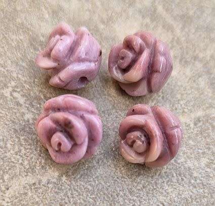 4pcs Natural /  Rhodonite /  Rose Beads /  +/- 10mm