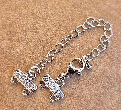 1Pc Silver Tone / Clear Rhinestones  / Brass / Extender Chain / With Lobster Clasp