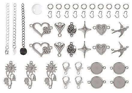 ***DIY***  Bracelet Making Kit / Stainless Steel / Glass Cabochon Settings / Brass/Alloy Spacers