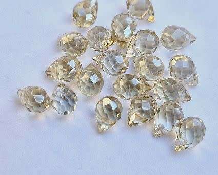 20 pc x (6x5mm) Light Brown Electroplated Teardrop Faceted Glass Beads   - Top Drilled