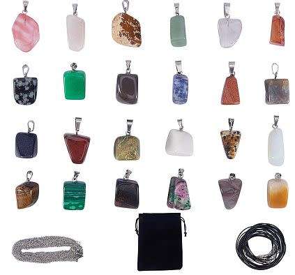 ***DIY***  24pcs Assorted  / Nugget Shape / Gemstone Pendants/ Necklace Jewelry / Kit