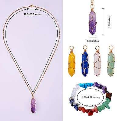 ***DIY***  5pcs Assorted  / Bullet Shape / Wire Wrapped / Gemstone Pendants/ Necklace Jewelry / Kit