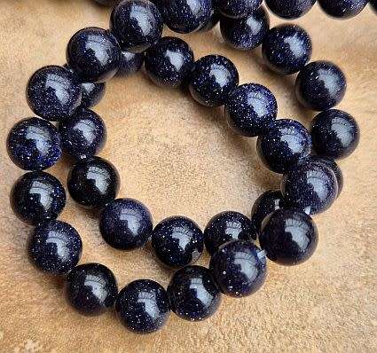 *Clearance Sale*1 Strand (+/-8mm) Blue Goldstone Beads / Round (+/-48pcs per strand)