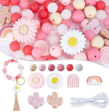 ***DIY*** Silicone Beads & Cabochons / Stretch Bracelet Making Kit /102 pcs