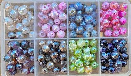 +/- 160pc  x 8mm Natural / Agate /  Luster Plated / Faceted Round Beads