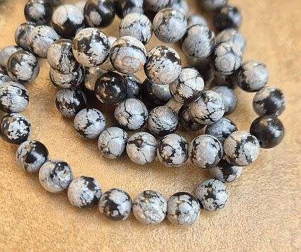 *Clearance Sale*1 Strand (8mm) Natural / Snowflake Obsidian /Round Beads +/-48pc
