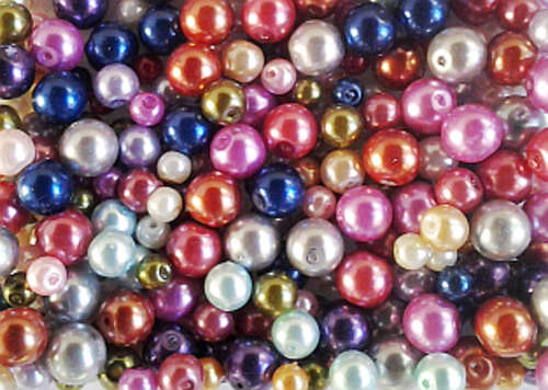 200g Mix Glass Pearls 6,8 & 10mm - Qty +/- 350