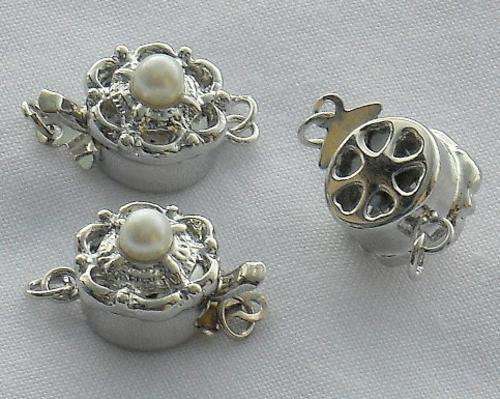 Clasp With Glass Pearl - 11.5 x 12mm - Each