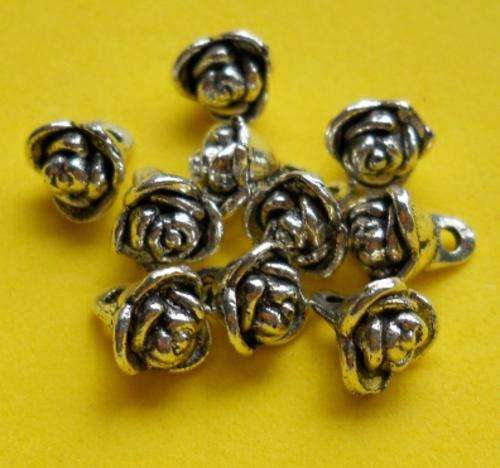 Tibetan Silver Rose Spacers- 7x 9mm - 10pc