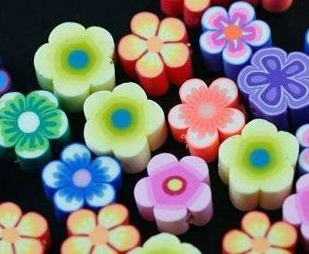 Polymer Clay Flower Spacers- Mix Pack Of 20