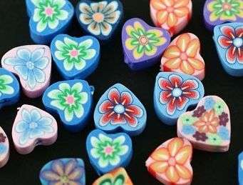 Polymer Clay Heart Spacers- MIx  Pack Of 20