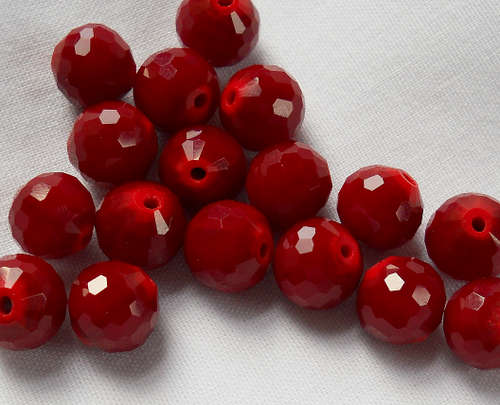 Dark Red Glass Faceted Beads, 10mm - Pack of 10