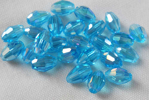 25  Blue Faceted Glass Beads 6&4mm