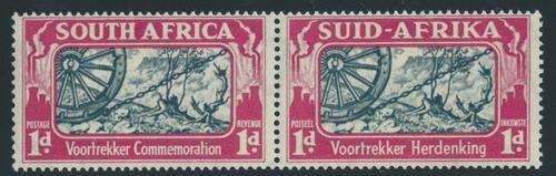 Union of SA - 1938 - 1d Pair with 'Three Rivets' Variety - UMM - R700
