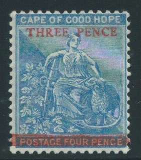 Cape of Good Hope - 1879 - 3d on 4d Blue - Mint - R3000