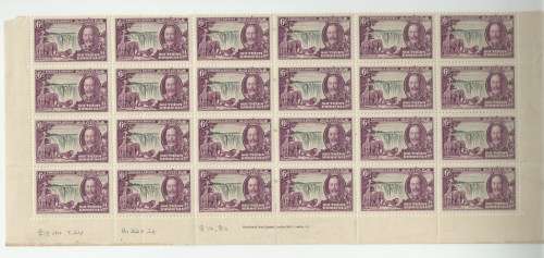S . Rhodesia - 1935 - 6d Black & Purple Imprint Block of 24 - No Split Perfs - R9000++