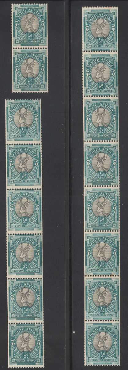 Union of SA - 1935 - 1/2d Coils Upright WMK - UMM - R4400++