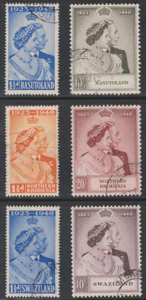 SILVER WEDDING 1948 - 3 x SETS INCLUDING N. RHODESIA - USED - R3400