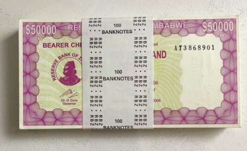 Zimbabwe 31st December 2006 - 100 x 50 Thousand Dollar Notes - Excellent Condition