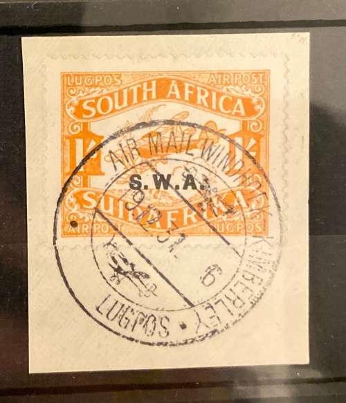 SWA 1930 - 1s Orange used on piece - 1st Printing - Cat value R1600