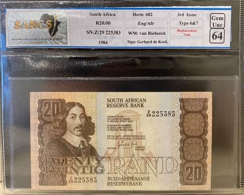 South Africa 1984 - R20 Banknote Graded UNC 64 - Great item