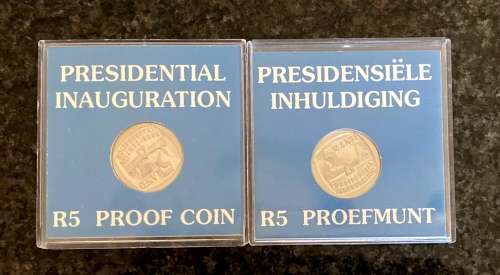 RSA 1994 - 2 x Proof R5 coins - One with `No Steps` Variety