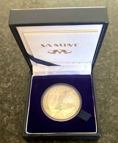1997 R1 Silver Protea Proof in SA Mint box