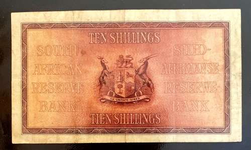 1941 South African 10 Shilling Banknote - E58 4 November- Fine to VF