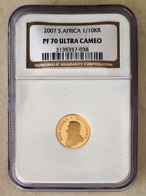 1/10th Krugerrand Graded a Perfect Pf70 Ultra Cameo - extremely Rare!!
