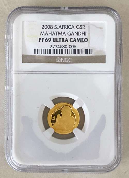 2008 Gandhi Gold R5 - Graded Pf69 Ultra Cameo - Extremely Rare!!